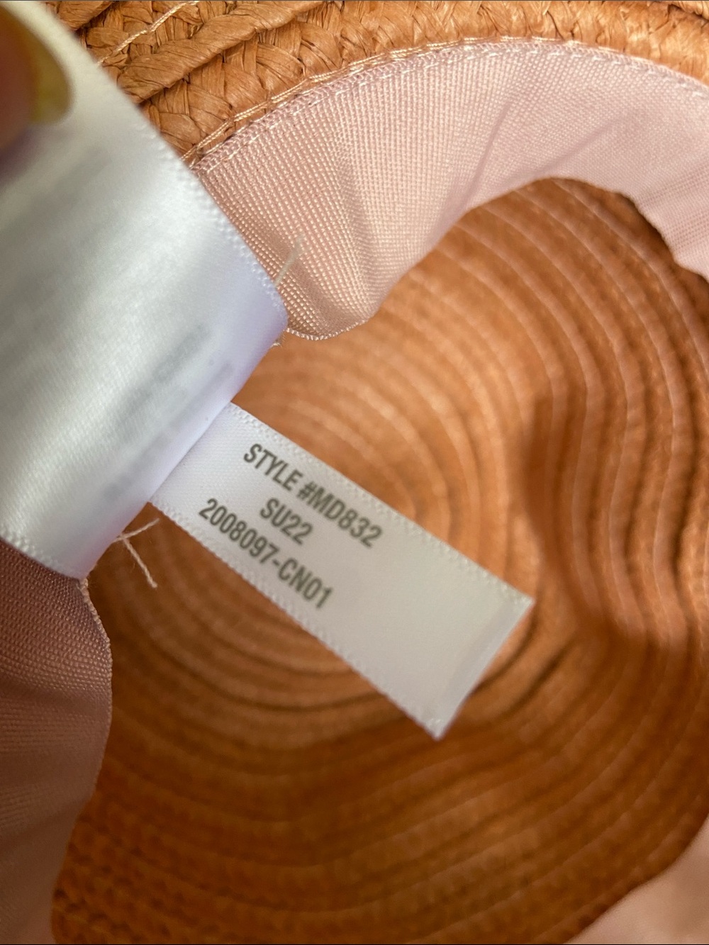 Madewell Tan Woven Wide-Brim 100 % Paper Hat w/SPecial Sign Band - Picture 4 of 4
